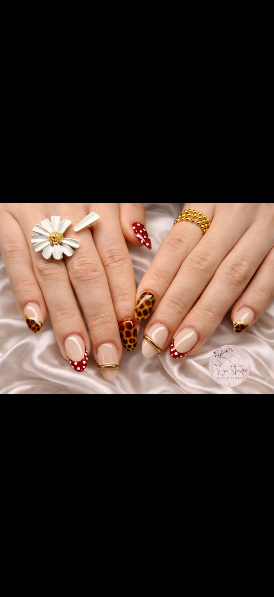 Nail art léopard et pois par T'Lya Studio